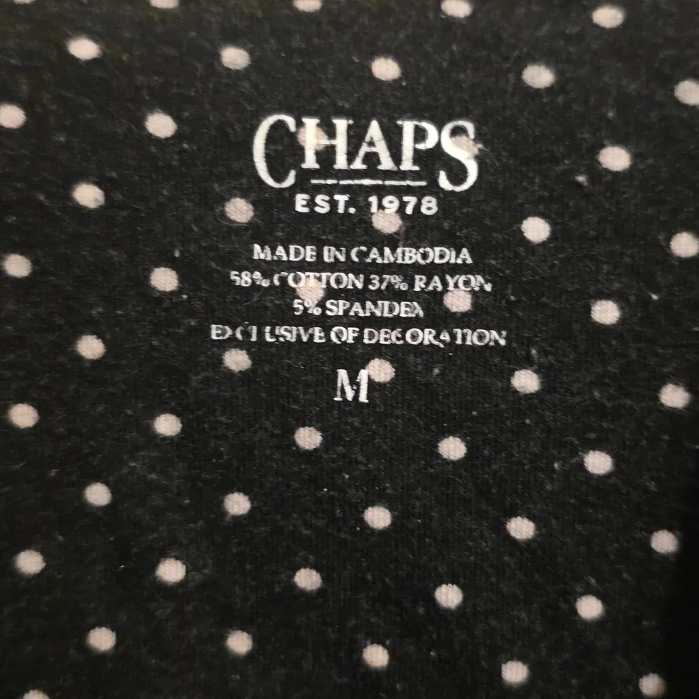 Ladies' Chaps Pajama Set in Black with White Dots Med - Picture 3 of 7